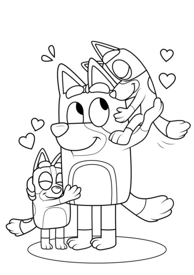 Bluey e Família em momentos carinhosos