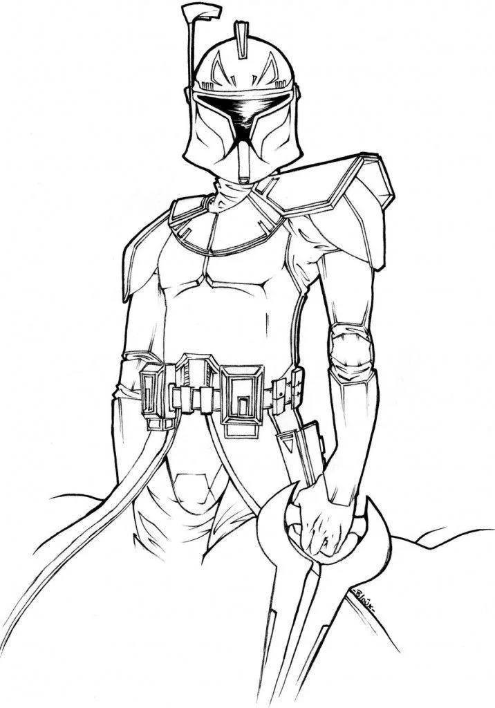Boba Fett com jetpack e armadura detalhada para colorir