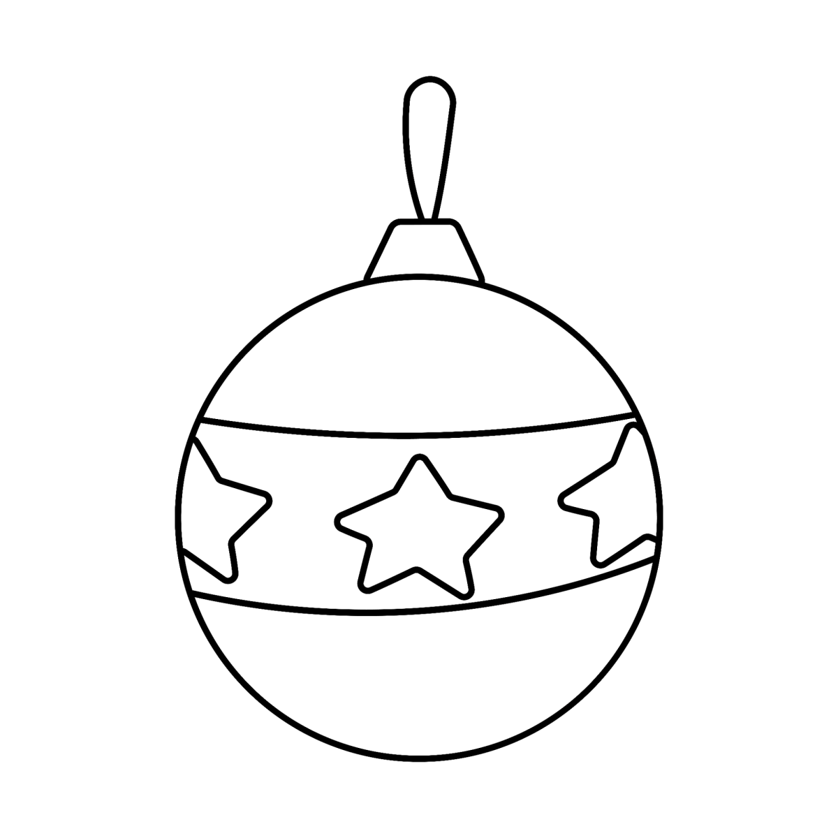 Bola de Natal com estrela e faixas para colorir