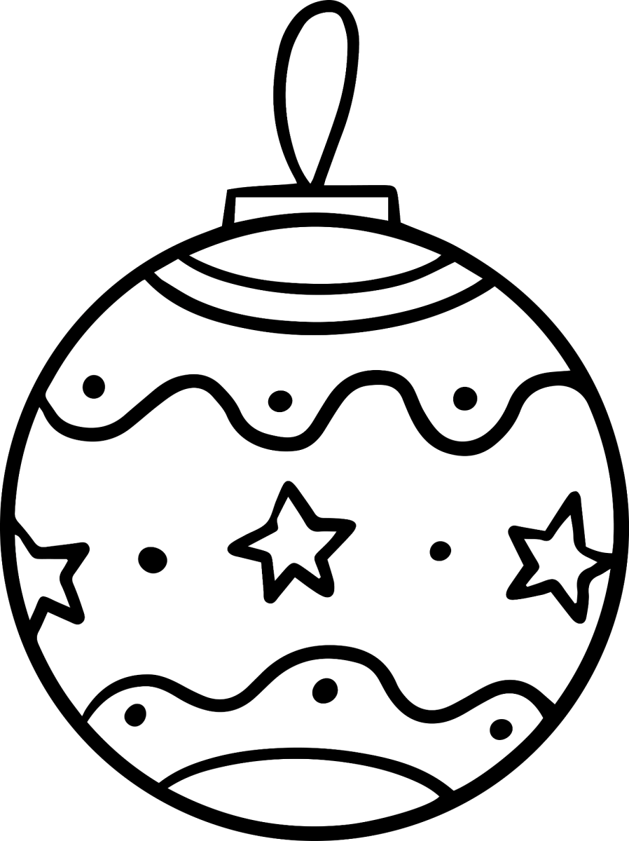 Bola de Natal com estrelas e zigue-zague para colorir