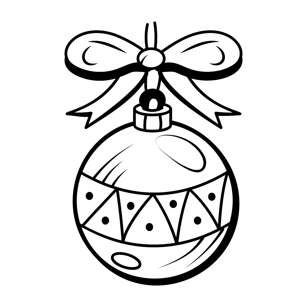 Bola de Natal com laço e losangos para colorir