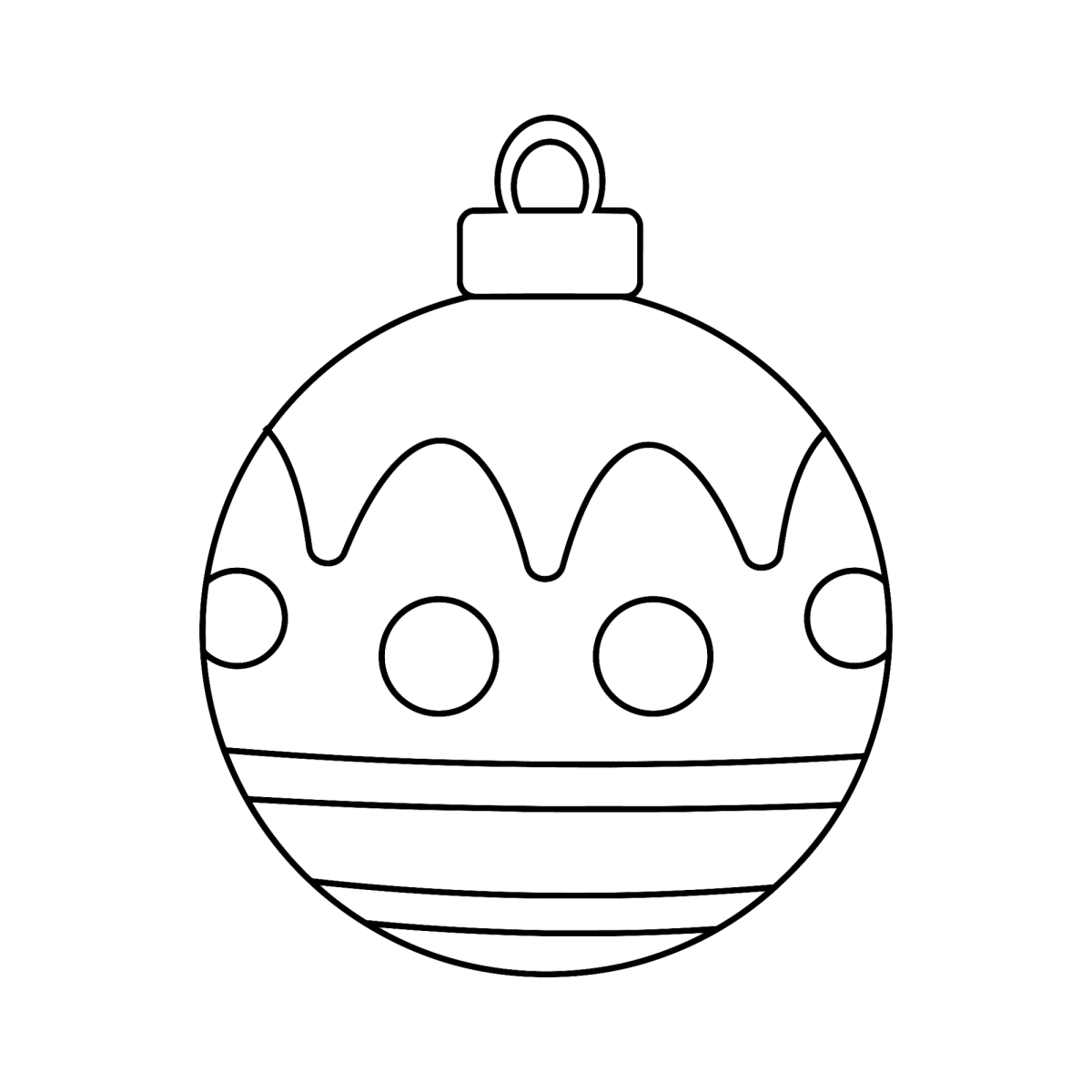 Bola de Natal com listras de bolinhas para colorir