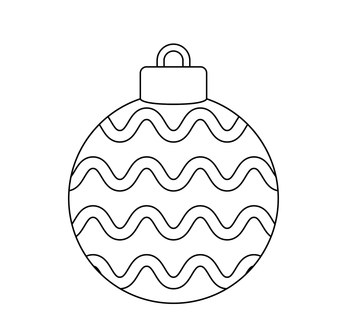 Bola de Natal com ondinhas para colorir