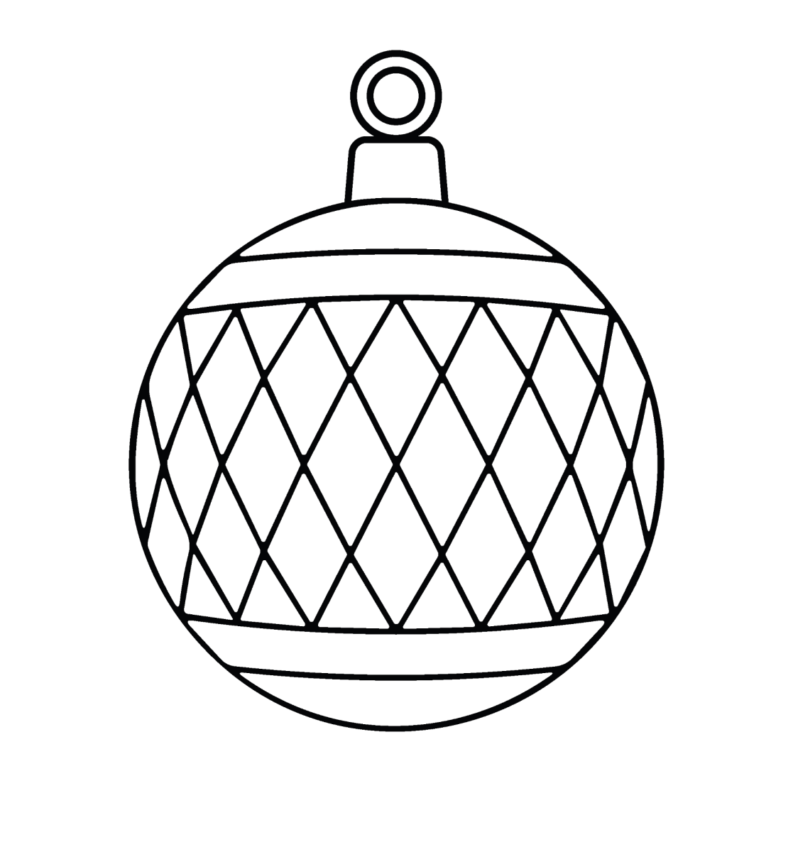 Bola de Natal com padrão de losangos para colorir