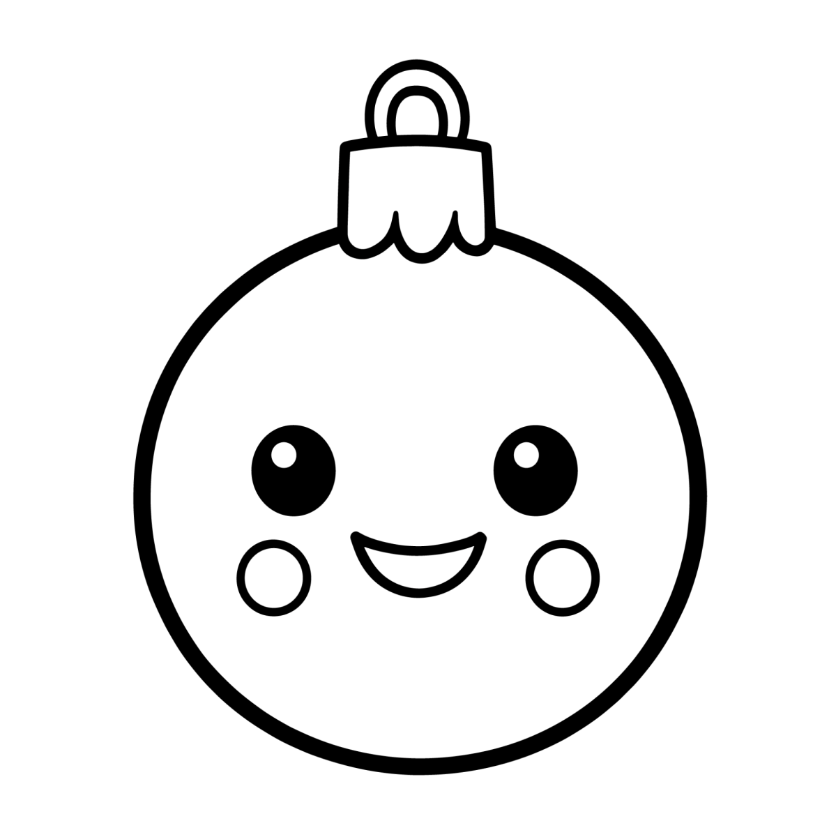 Bola de Natal kawaii sorridente para colorir