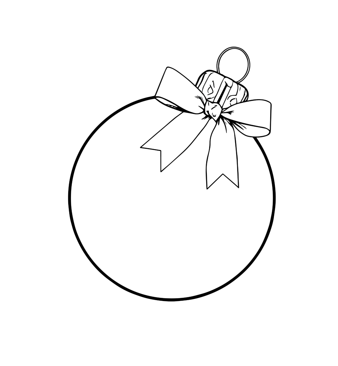 Bola de Natal lisa com lacinho para colorir