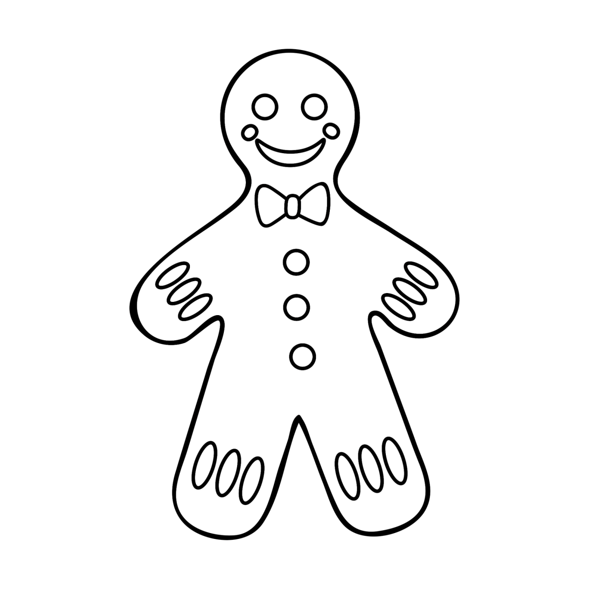 Boneco de gengibre clássico sorrindo para colorir