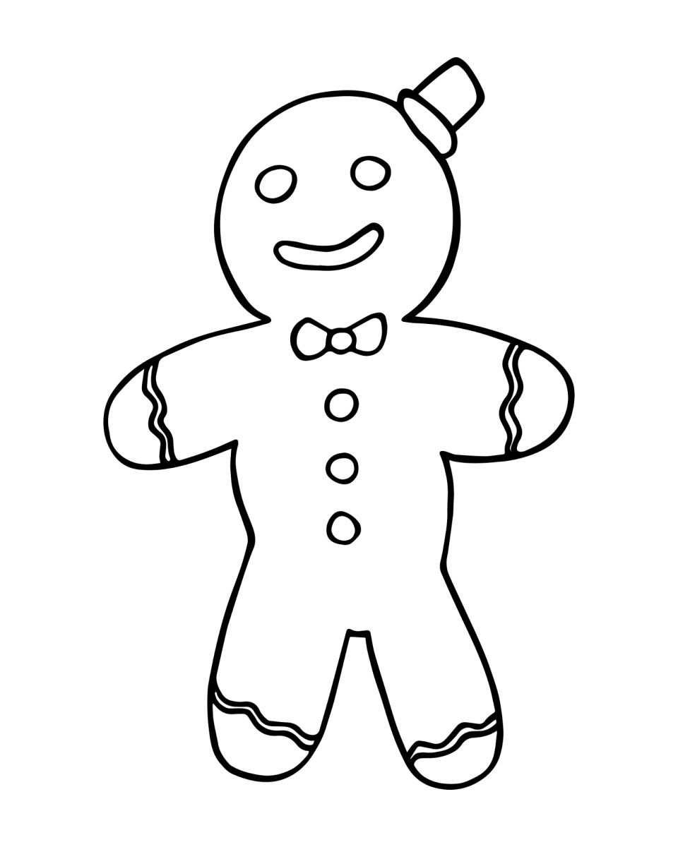 Boneco de gengibre com confeito na cabeça para colorir