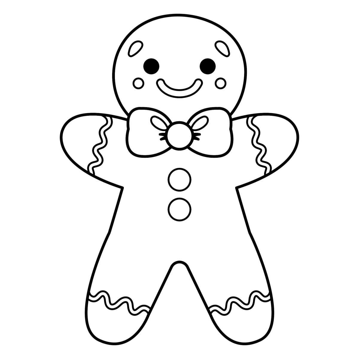 Boneco de gengibre fofinho de gravata-borboleta para colorir