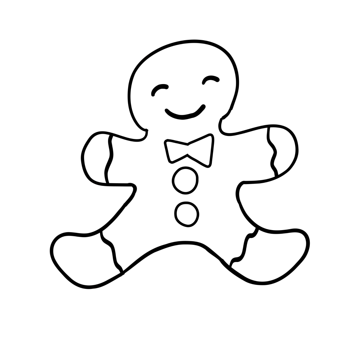 Boneco de gengibre simples e sorridente para colorir
