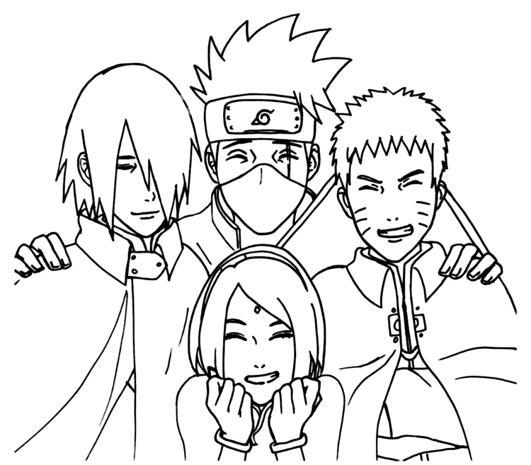 Brilhante Equipe 7 de Naruto Pronta para Colorir