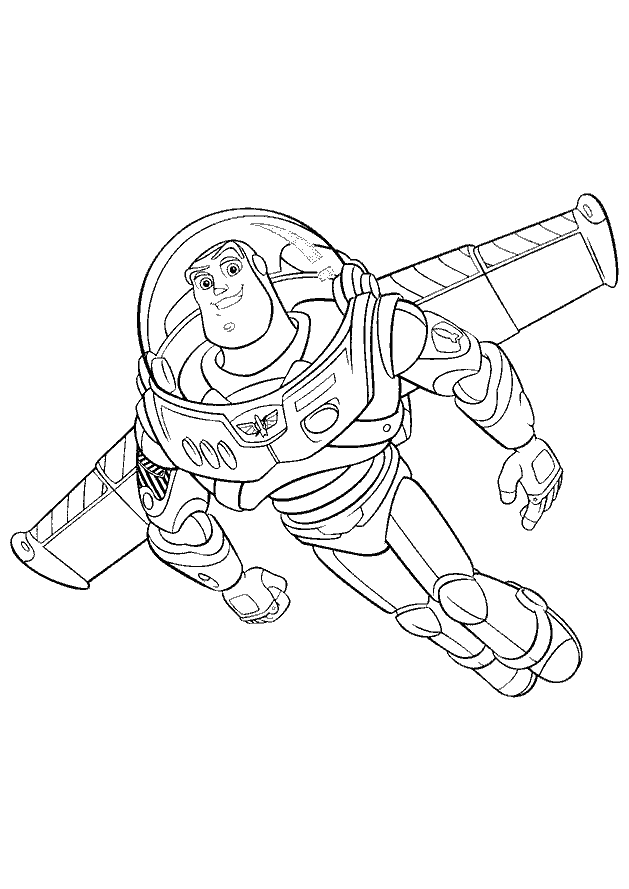Buzz Lightyear voando ao infinito e além para colorir