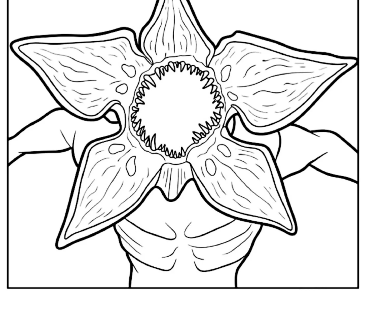 Cabeça do Demogorgon em flor para colorir