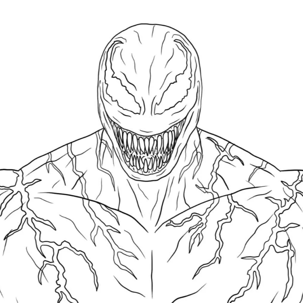 Cabeça do Venom com tentáculos para colorir