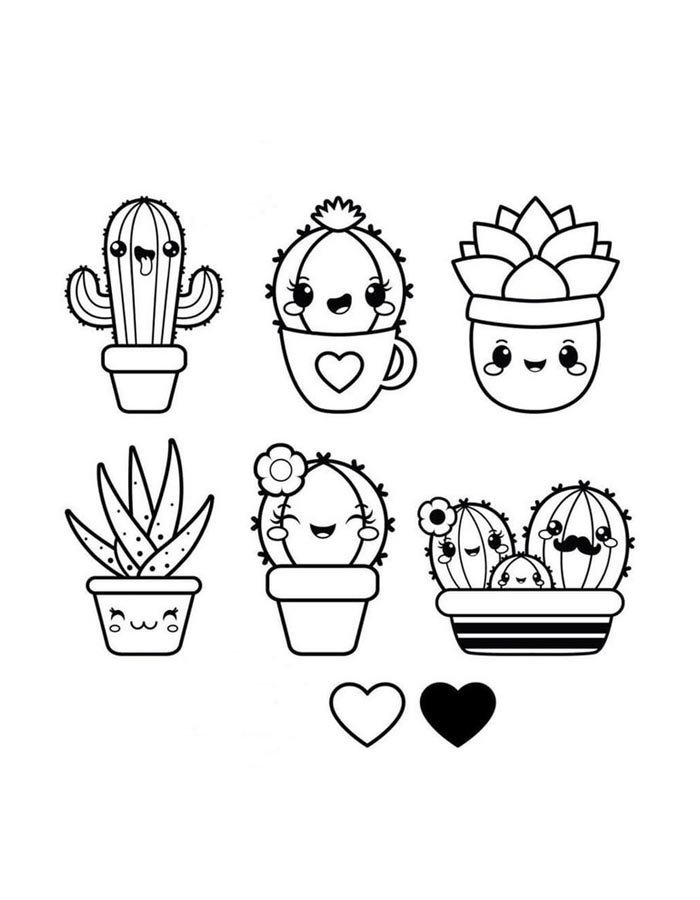 Cactos Kawaii Cheios de Charme