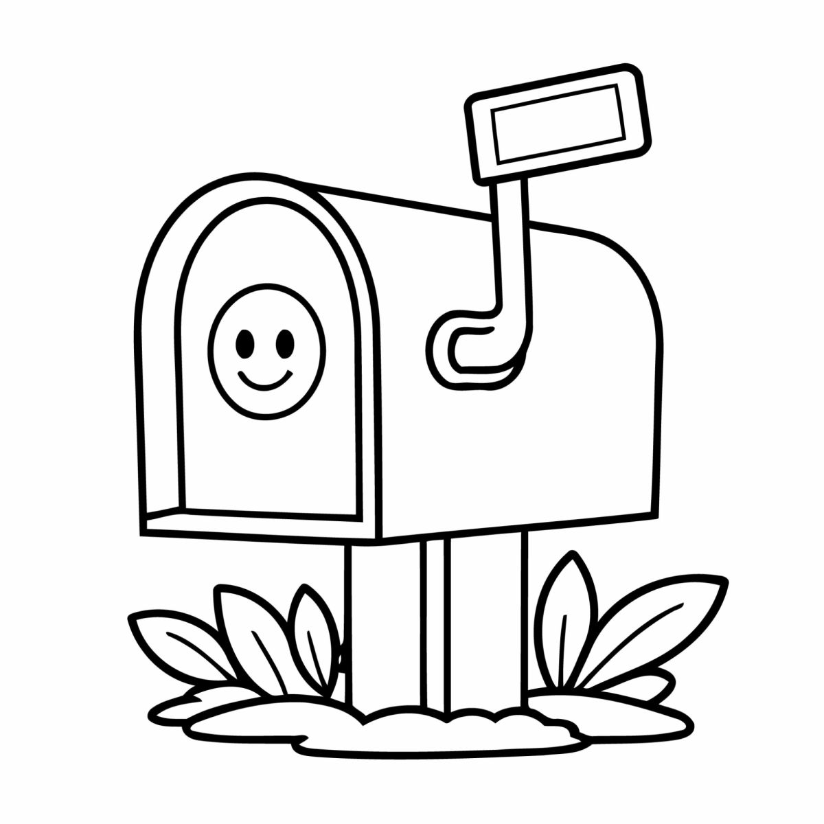 Caixa de correio sorridente esperando cartinhas para colorir