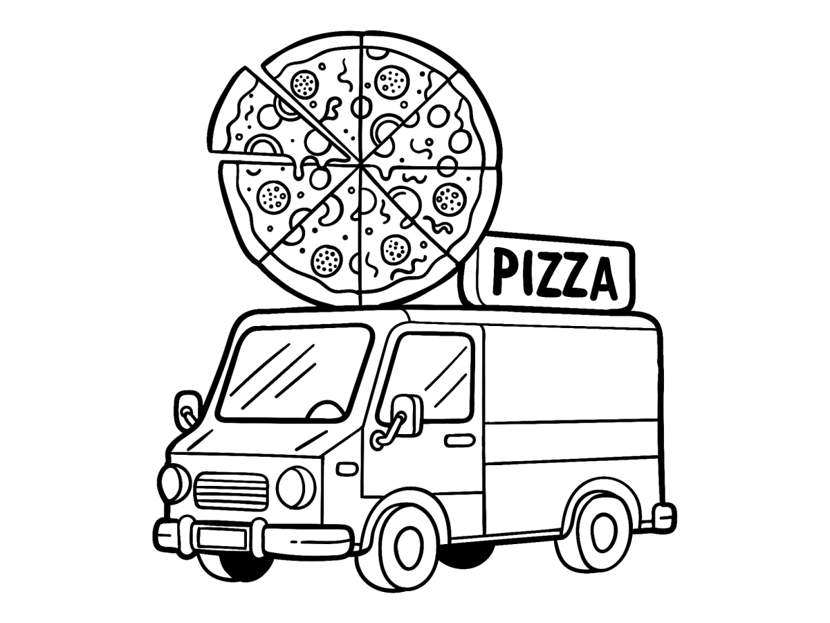 Caminhão de entrega de pizza para colorir