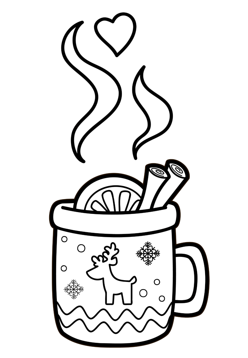 Caneca de renas com bengala doce para colorir