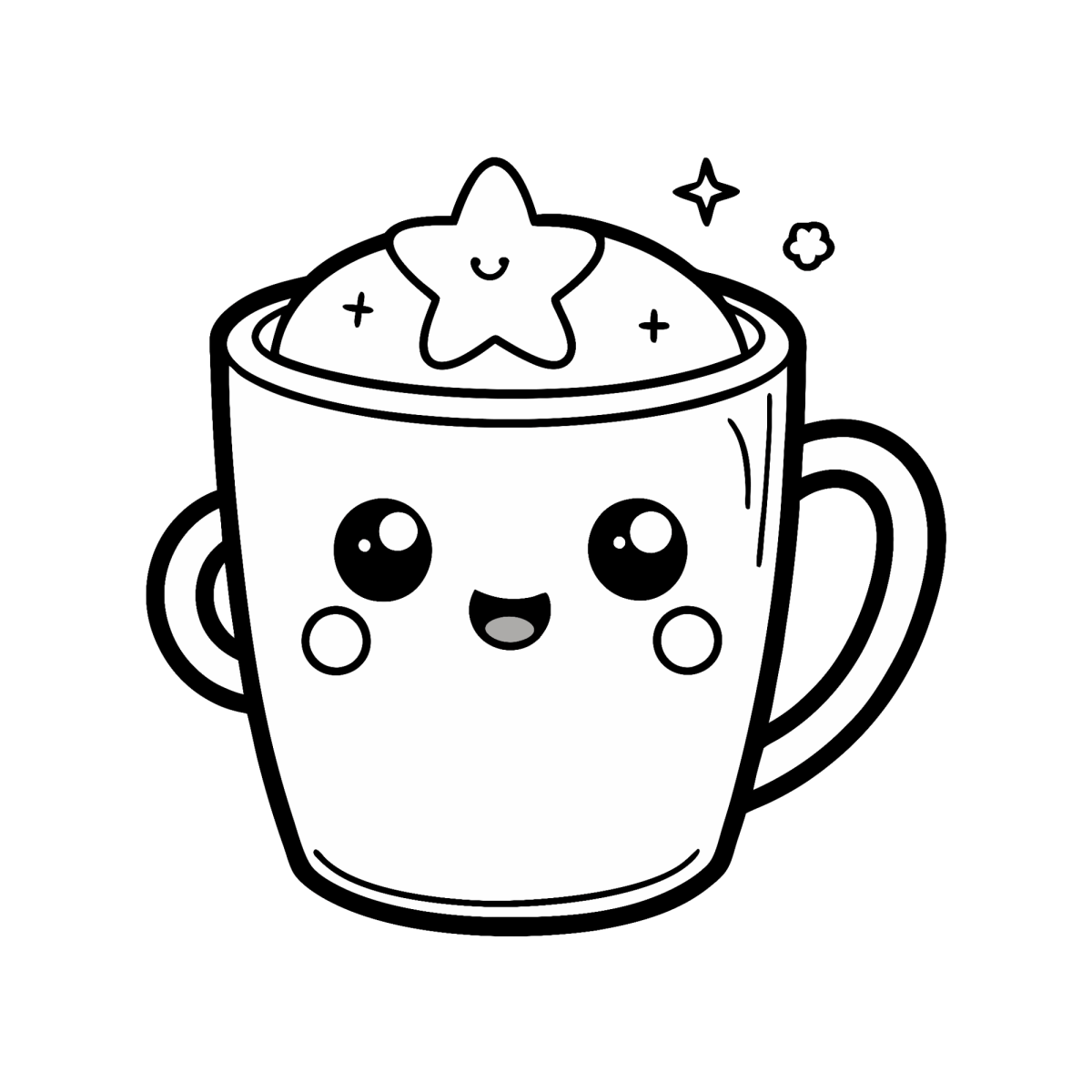 Caneca fofa com chantilly e brilhos para colorir