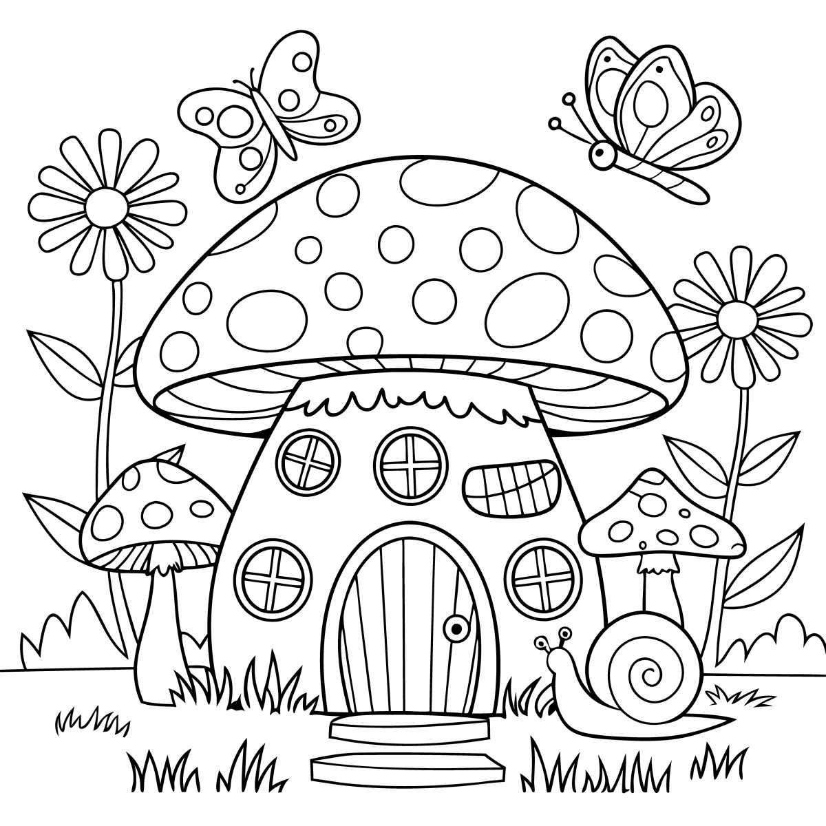 Encantadora Casa de Cogumelo no Jardim de Fadas