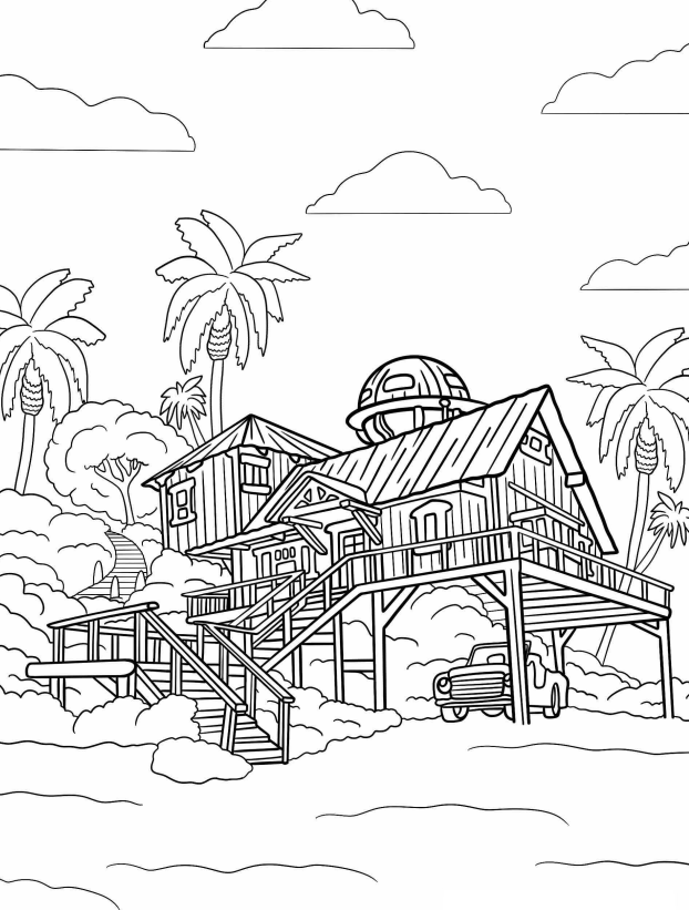 Casa Tropical: Um Refúgio para Colorir