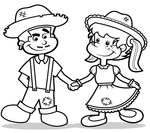 Casal Caipira Pronto para a Festa