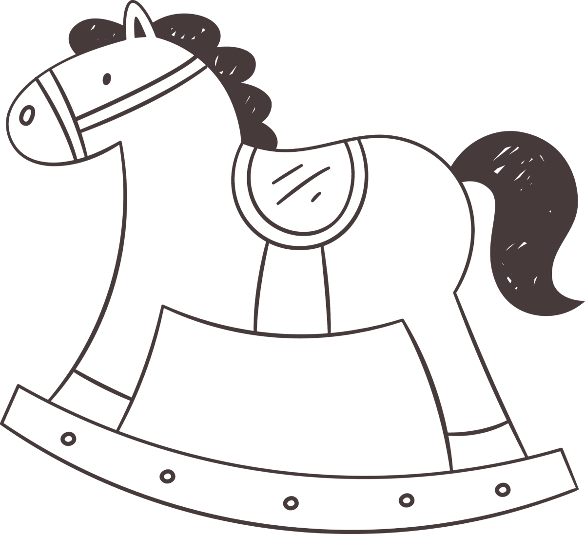 Cavalinho de balanço de crina preta para colorir