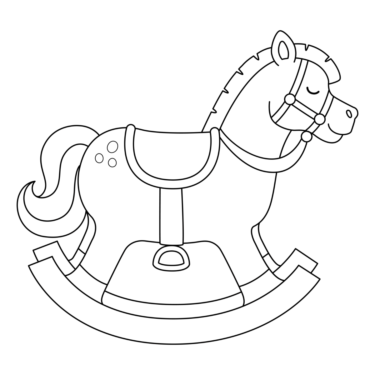 Cavalinho de balanço de madeira para colorir