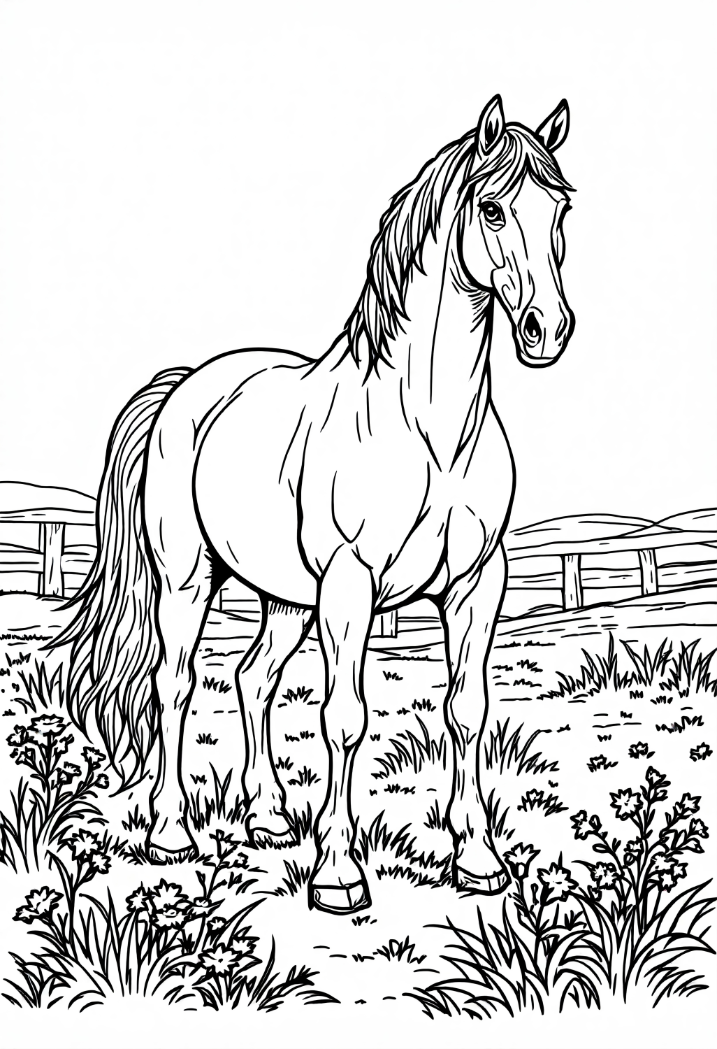 Cavalo Majestoso no Campo