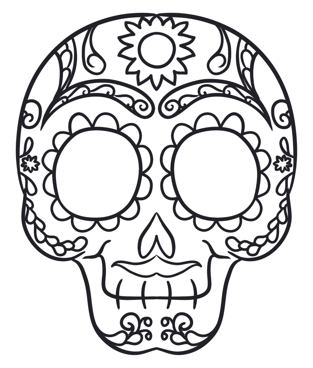 Caveira com sol na testa para colorir