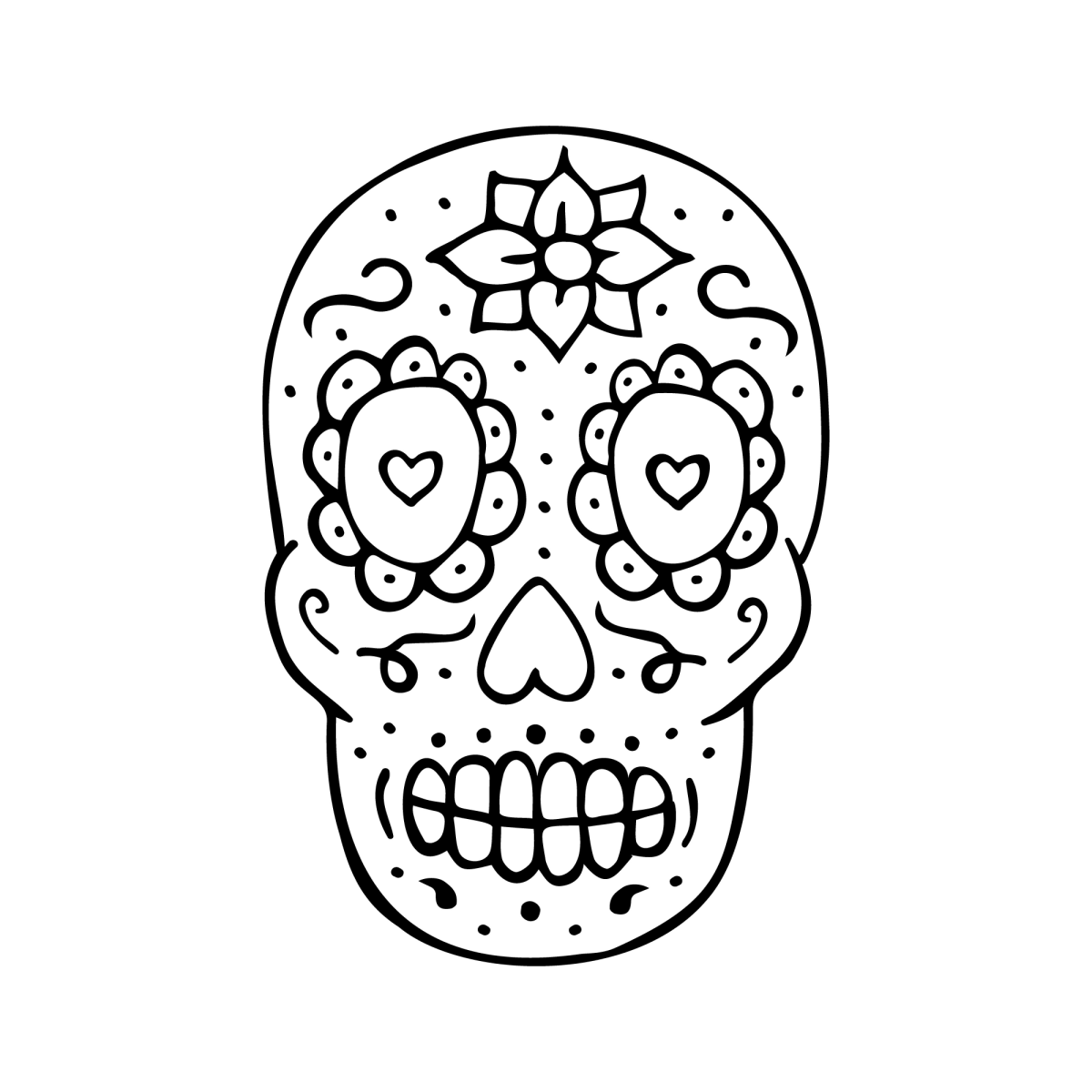 Caveira pequena com florzinhas para colorir