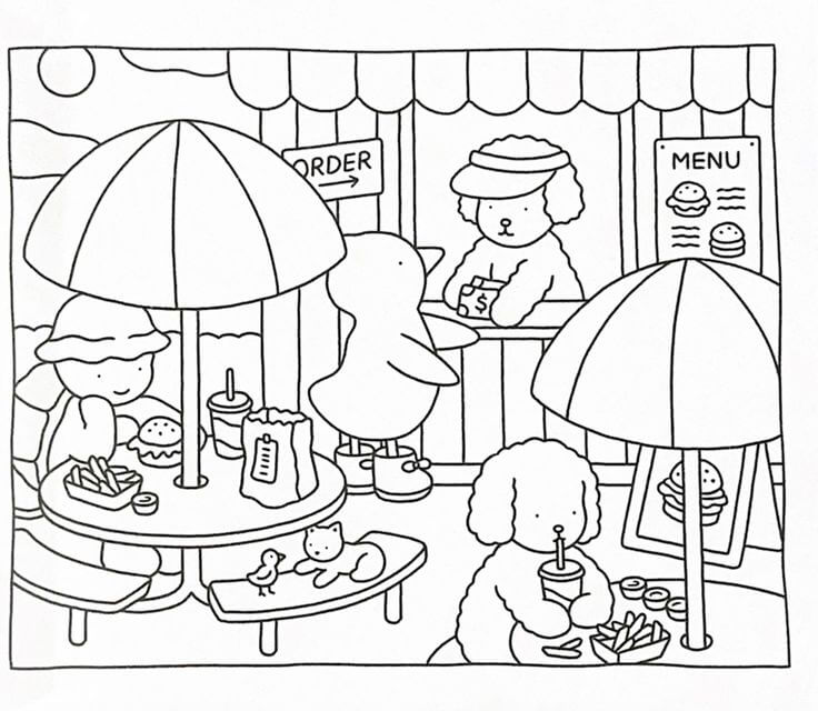 Cena de Lanchonete Animal Amigável
