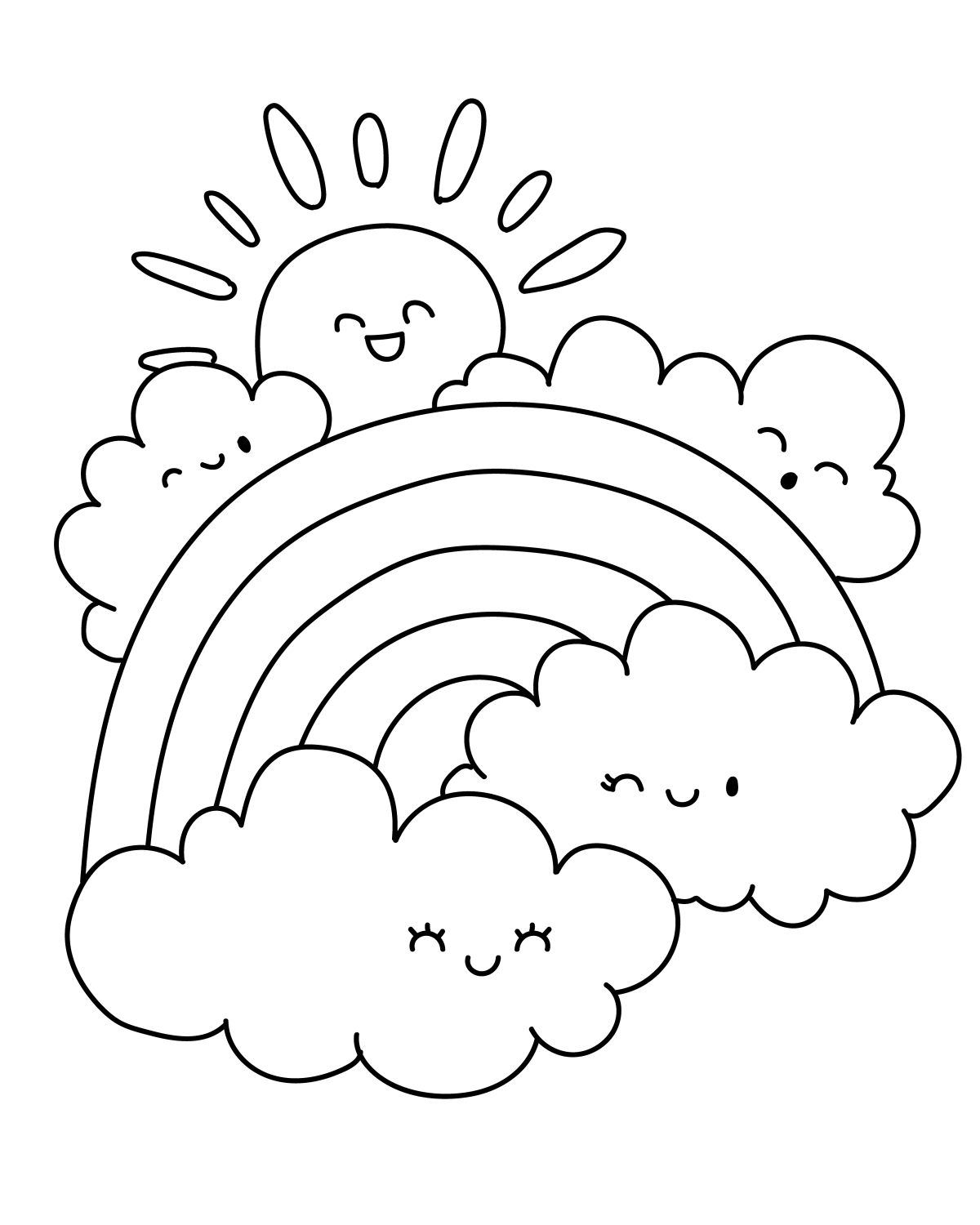 Céu Alegre com Sol e Arco-Íris