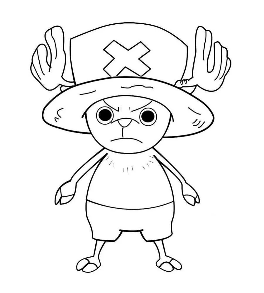 Chopper sorrindo de pé para colorir
