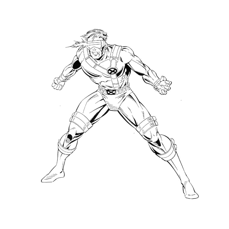 Ciclope em pose de combate para colorir