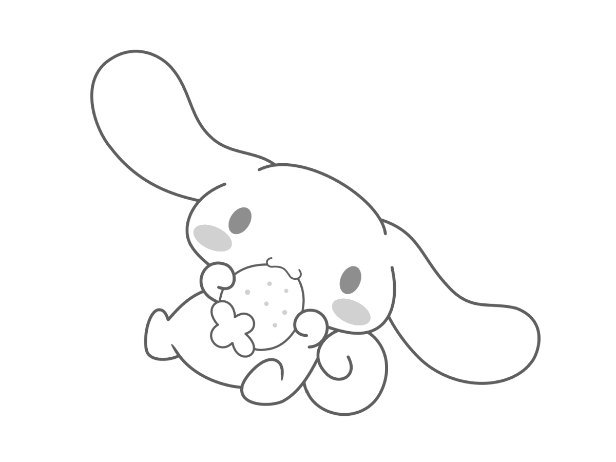 Cinnamoroll deitado sorrindo para colorir