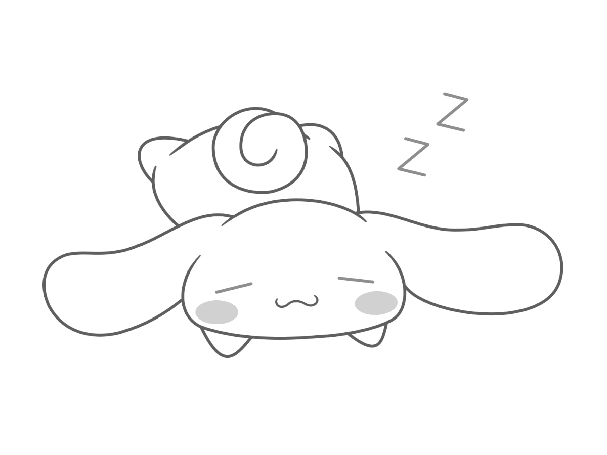 Cinnamoroll dormindo tranquilo para colorir
