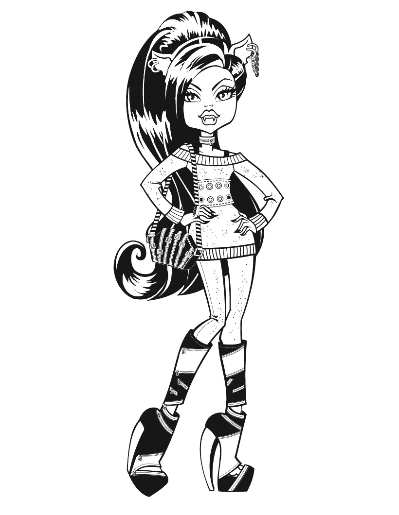 Clawdeen Wolf de botas altas para colorir