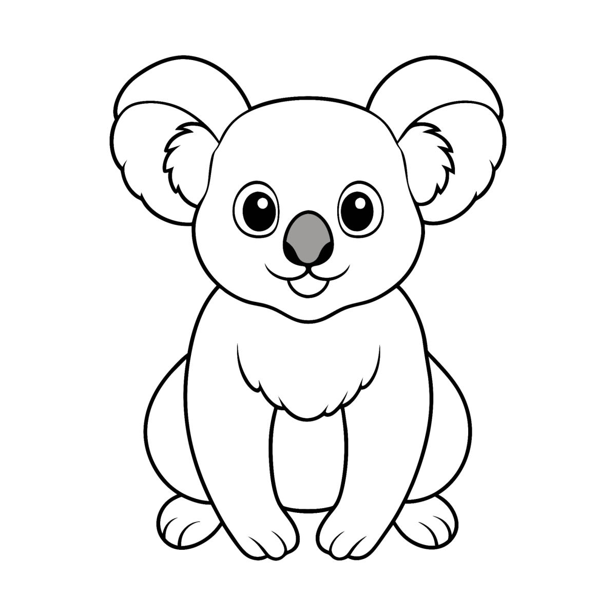 Coala de pé com os braços abertos para colorir