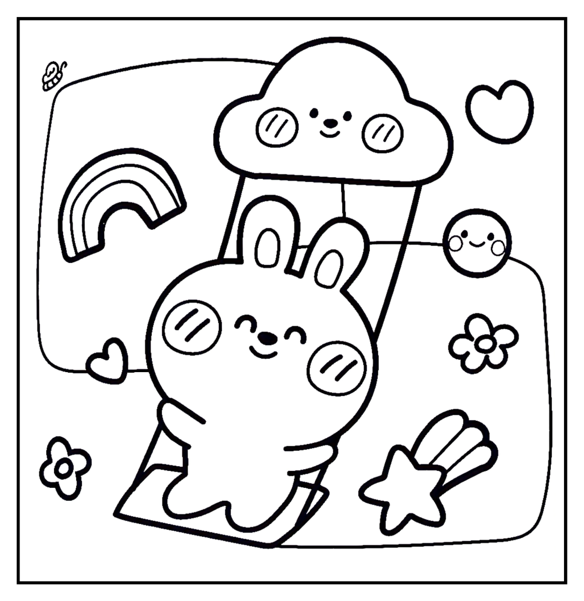 Coelhinho fofo segurando um sorvete para colorir
