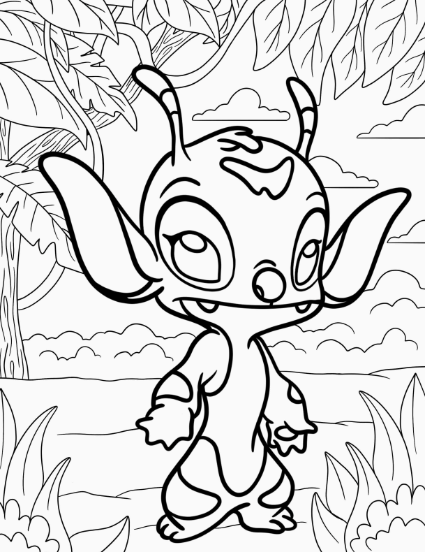 Colorindo com Stitch na Floresta!
