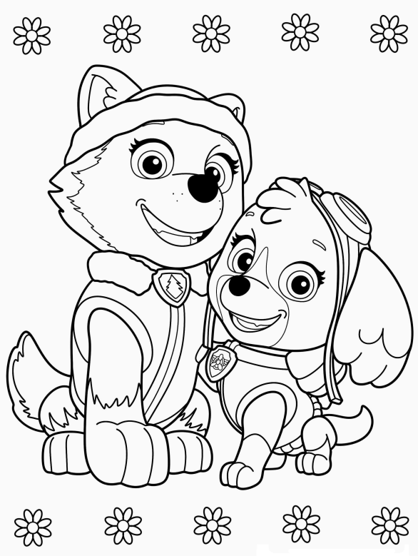 Colorindo Everest e Skye da Patrulha Canina