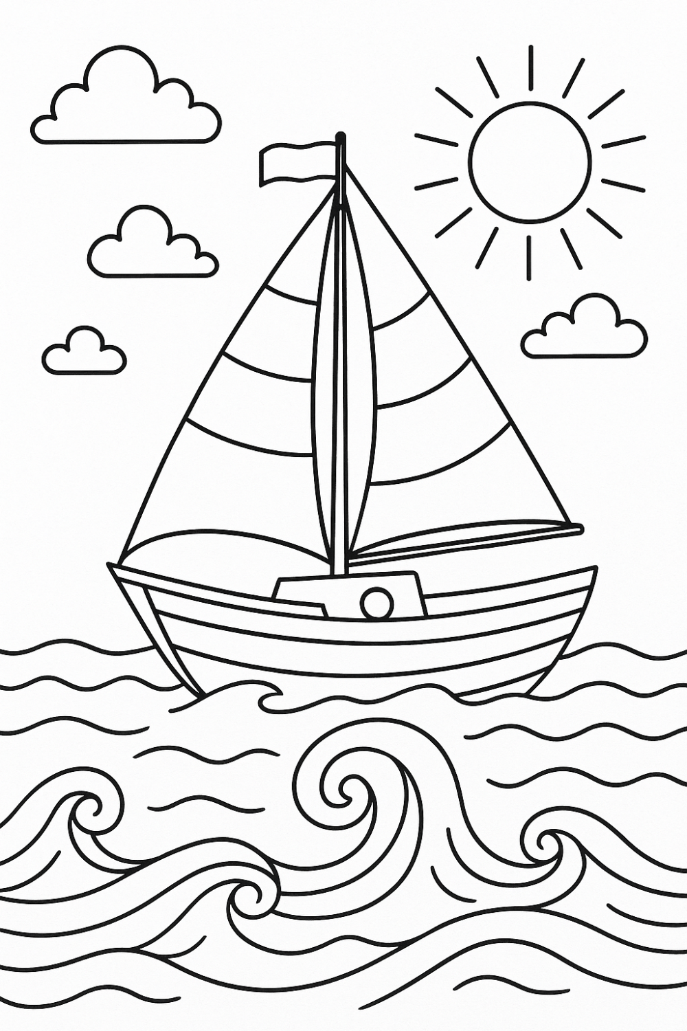 Colorindo o Barco no Mar Sereno