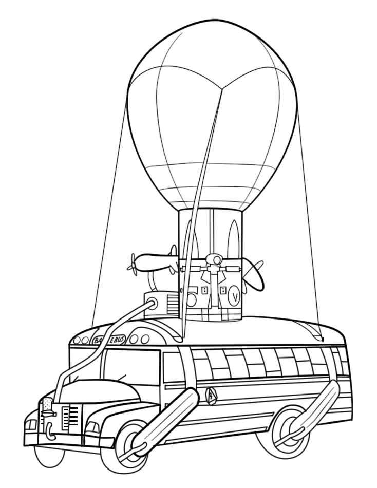 Colorindo a Chegada do Ônibus de Batalha do Fortnite