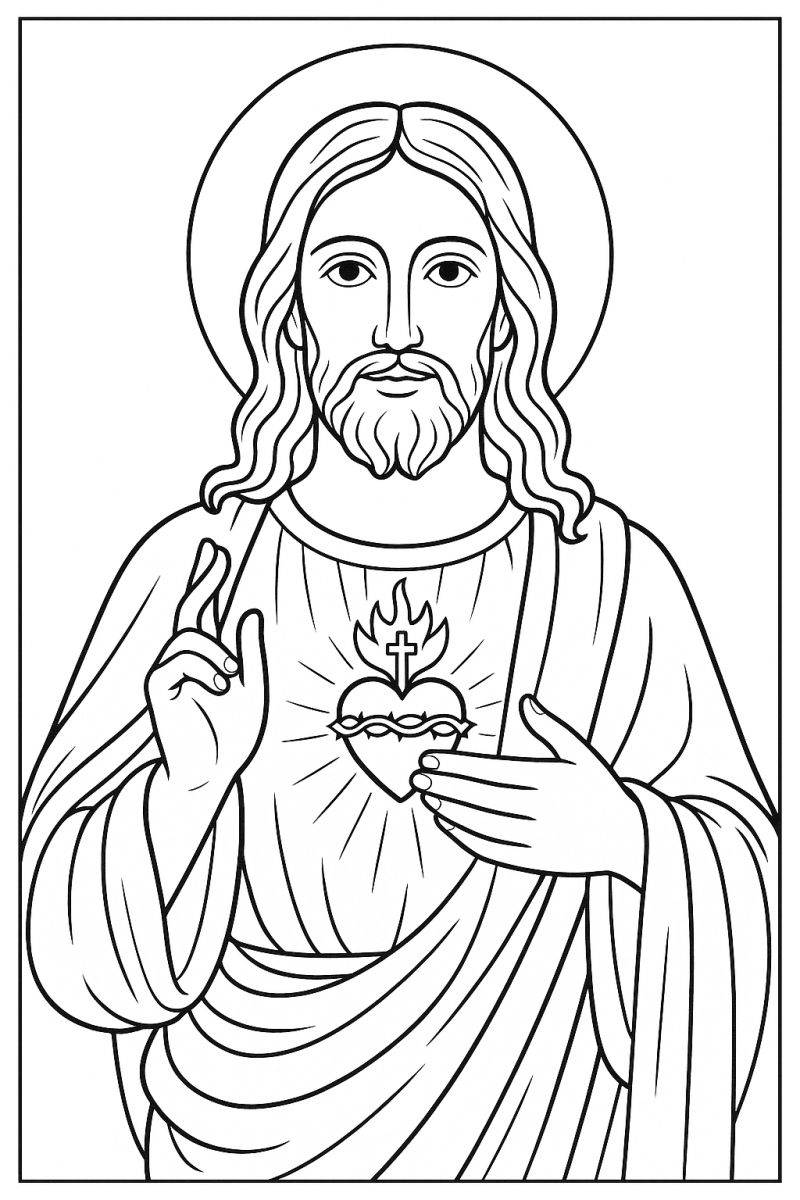 Colorindo o Sagrado Coração de Jesus