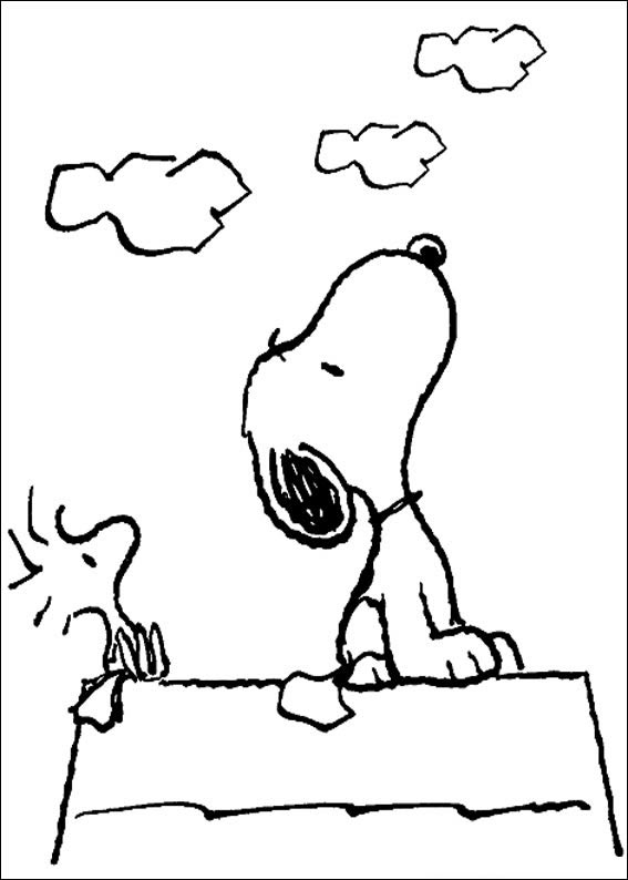 Colorindo Snoopy e Woodstock no Telhado