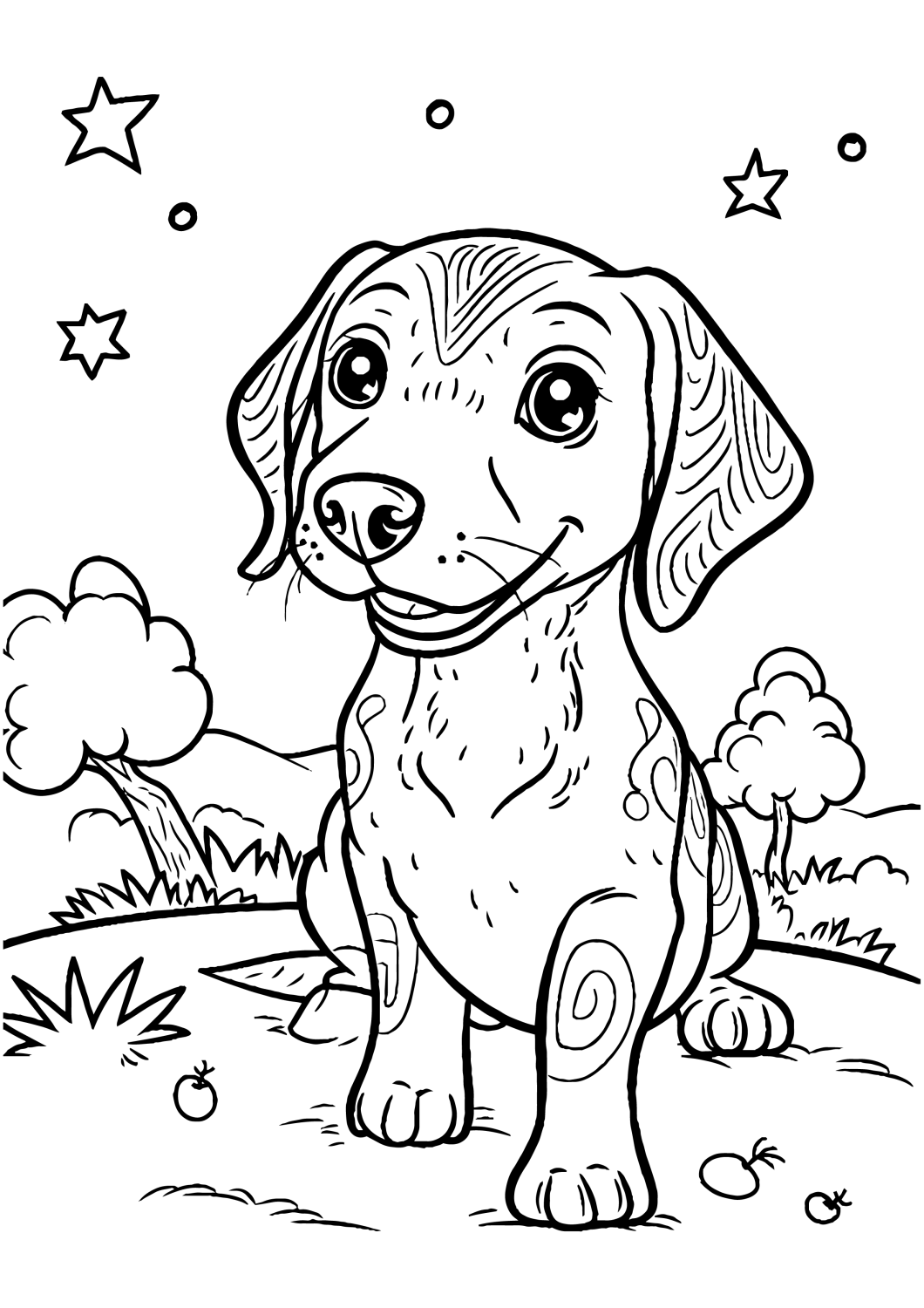 Colorindo um Cachorro Feliz em Noite Estrelada