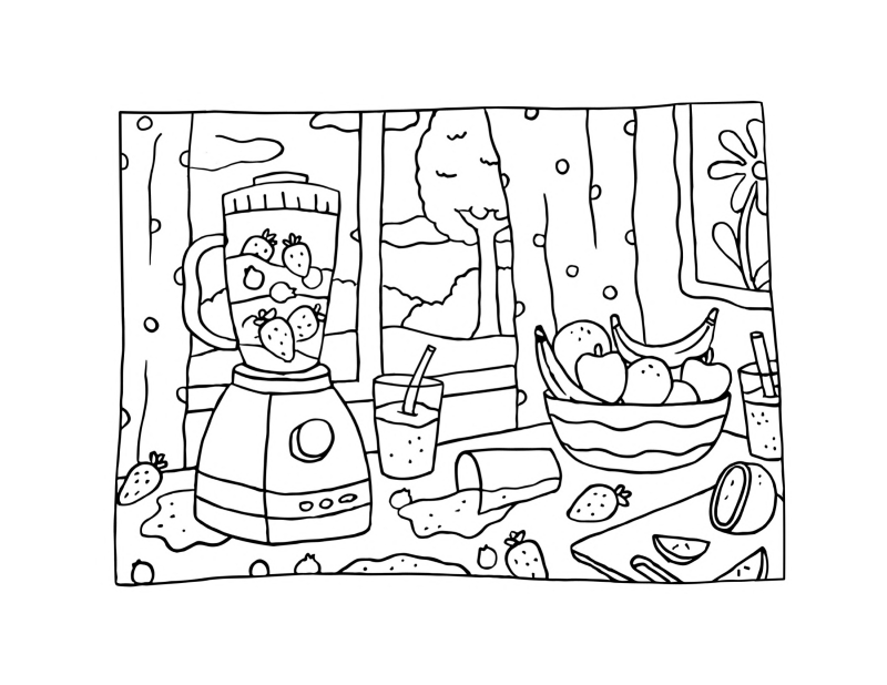 Colorindo uma Cena de Verão na Cozinha