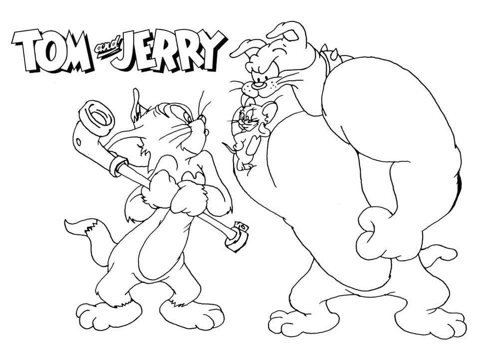 Colorir a Confusão de Tom, Jerry e Spike!