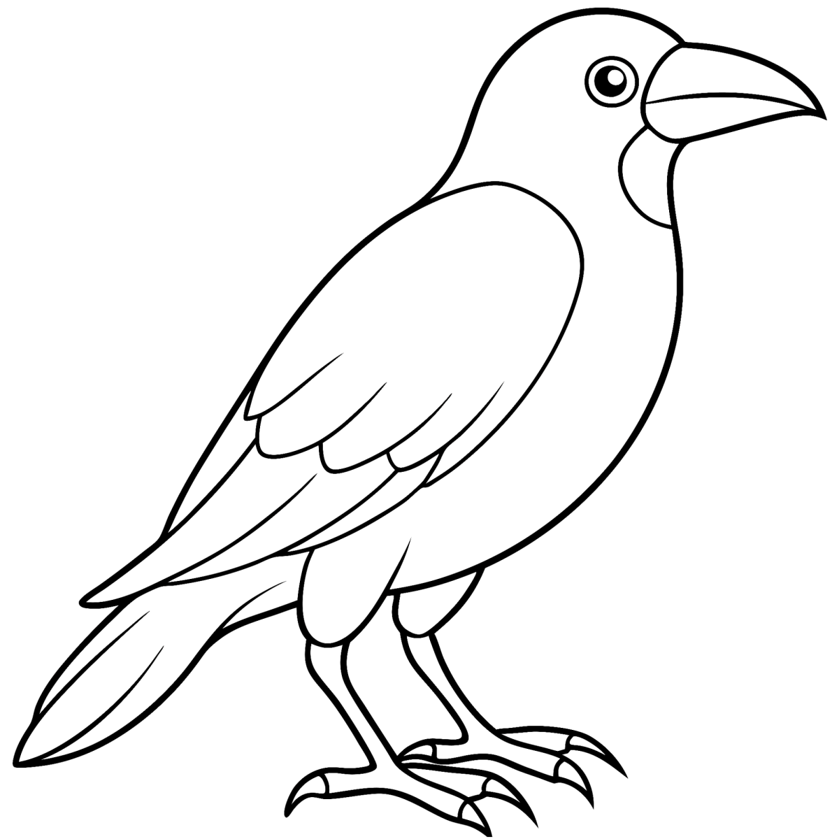 Corvo de pé olhando para o lado para colorir